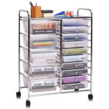 Relax4life - Chariot de Rangement avec Multi-tiroirs en pp et Cadre en Métal, Rayonnage de Rangement à roulettes avec 2 Freins pour Bureau, Salon,