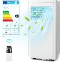 Climatiseur Mobile Silencieux 4 en 1, Refroidissement, Ventilateur, Déshumidificateur, Mode Nuit, Contrôle Télécommande/Écran, Minuterie 24H pour