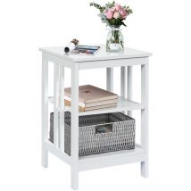Relax4life - Comodino Camera da Letto, Comodino Piccolo con 3 Ripiani, Tavolino da Letto in Legno, Mobiletto per Soggiorno/Ufficio (40 x 40 x 61 cm,