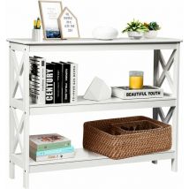 Console Meuble d'Entrée 3 Niveaux Style Moderne avec Renforts en Forme de x, Table de Salon en mdf avec Étagère de Rangement pour Couloir Chambre