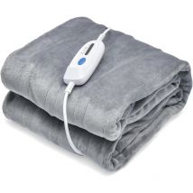 Relax4life - Couverture Chauffante Électrique en Flanelle Double Face, Couverture Thermique Électrique Simple/Double, Lavable en Machine, 4