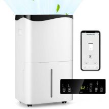 Relax4life - Déshumidificateur WiFi 50L/Jour pour 100m2 Réservoir d'eau 5L, Fonction Sèche Linge Ventilation à 2 Vitesses Mode Nuit avec