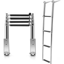 Chelle de Piscine inox à 4 Marches, Escalier Télescopique Piscine Hors Sol, Pédales Antidérapantes, Hauteur 115,5 cm, Capacité 227 kg pour Piscine