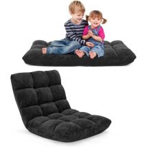 Fauteuil Bas Multiposition Réglable en 14 Angles, Chauffeuse Convertible en Molleton Corail Fauteuil Paresseux 1 Place Adulte Enfant Rembourré Charge