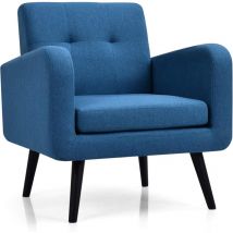 Relax4life - Fauteuil Moderne Confortable avec Pieds en Bois d'Hévéa, Canapé Contemporain du Milieu du Siècle Rembourré avec Siège Large pour Chambre