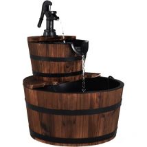 Fontaine d'Extérieur en Cascade à 2 Niveaux avec Écoulement d'Eau Ajustable, Fontaine de Relaxation Rétro en Sapin Carbonisé pour Jardin, Cour