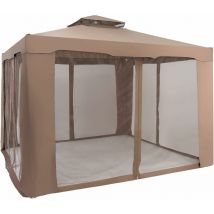 Gazebo 3x3M con Zanzariera, Telo Impermeabile a Baldacchino con Airvent, Tende a Rete Rimovibili con Chiusura a Cerniera, Piedini Antiscivo-lo e