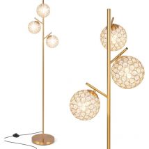 Lampadaire sur Pied Salon Or 169 cm, Lampe Salon sur Pied Or avec 3 Abat-jour en Acrylique, Base Robuste, Interrupteur au Pied, Lampadaire Industriel