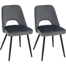 Relax4life - Lot de 2 Chaise Salle à Manger, Chaise Cuisine Lot de 2 Rembourrée avec Siège en Velours, Dossier Creux, Pieds en Métal, Chaise Velours
