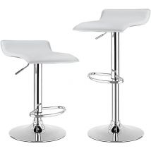 Lot de 2 Tabourets de Bar Pivotants, Chaise de Bar Rembourrée avec Cuir pu, Hauteur Réglable, Base en Chrome, Tabouret Haut Cuisine pour Bar, Îlot