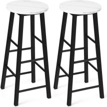 Relax4life - Lot de 2 Tabourets de Bar, Tabouret de Comptoir en Imitation Marbre, Chaises de Bar, Hauteur d'Assise 71 cm, Blanc