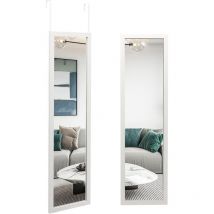 Miroir Mural Suspendu 119x33cm avec Crochets de Suspension pour Porte, Miroir en Pleine Longueur en Verre Anti-Explosion, Installation Verticale