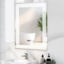Miroir Salle de Bain avec Eclairage 3 Couleurs & Intensité Variable 3000-6500K, Miroir Mural led Rectrangulaire Anti-Buée avec Fonction Mémoire,