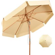 Ombrellone da Giardino 3 x 3 m Rotondo, Ombrellone da Esterno con Tela Impermeabile e Anti-Sole, Struttura in Legno, Altezza e Inclinazione