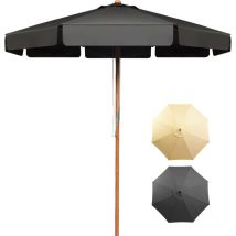 RELAX4LIFE Parasol à 8 Baleines en Bois Ø300cm Inclinable avec Bouton-Poussoir, Ombrelle avec Lambrequin en Tissu Polyester Imperméable et Anti-UV