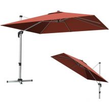 Relax4life - Parasol de Jardin Exterieur Inclinable à 7 Positions Rotation par Pédale, Parasol Déporté 3x3M en Polyester avec 8 Branches Imperméable