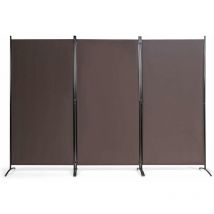 Paravent 3 Pcs en Polyester 260X183 cm avec Cadre en Métal, Cloison de Séparation avec Charnières Résistantes et Base Incurvée, Paravent Pliable pour