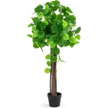 Pianta Artificiale da 110 cm, Albero di Begonia Artificiale, Pianta Finta in Vaso con Tronco in Legno per Interni ed Esterni - Relax4life