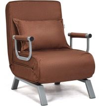 RELAX4LIFE Poltrona Letto 2 in 1, Poltrona Pieghevole con Schienale Regolabile in 5 Posizioni, Poltrona Reclinabile con Cuscino e Braccioli, Ideale