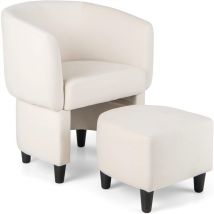 Relax4life - Poltrona Sedia con Poggiapiedi, Relax Poltroncina Imbottita in Velluto, Sedia da Salotto con Braccioli per Soggiorno, Camera da Letto e