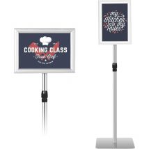 Porte-Affiche sur Pied Hauteur Réglable 73,5-118 cm en Alu, Présentoir Horizontale ou Verticale pour Mariages, Expositions, Magasins et Menus (A4,