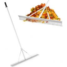 RELAX4LIFE Rastrello da Giardino in Alluminio, Rastrello Scopa per Foglie con 36 Denti, Larghezza 91cm, Manico Lungo 174 cm, Attrezzo da Giardino per