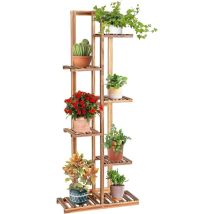 Scaffale per Piante in Legno/Bambù, Porta Piante da Interno/Esterno, Supporto Verticale per Giardino/Terrazza/Balcone (50×20.5×123.5cm, Legno)