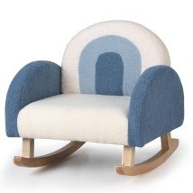 Sedia a Dondolo per Bambini in Velluto, Poltrona Singola con Braccioli e Gambe di Legno, per Bambini 3-5 Anni, Portata 50 kg, design antiribaltamento