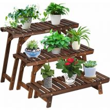 Set di 3 Scaffali Portapiante in Legno di Abete a Doghe, Espositore Multiuso Portatutto per Interno ed Esterno (Modello 10) - Relax4life