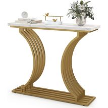 Relax4life - Table Console d'Entrée en Faux Marbre, Structure en Métal, Table Basse Moderne pour Salon/Couloir, 100 x 30 x 81 cm