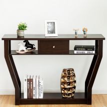 Table de Console avec Tiroir et 3 Compartiments de Rangement pour Couloir, Salon et Entrée, Base Durable et Stable, 120 x 30 x 81,3 cm, Charge Max 60