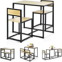 Relax4life - Set 3 Pezzi con Tavolo e 2 Sedie in Legno Robusto e Ferro, Set di Tavolo con 2 Sedie a Scomparsa in Stile Industriale, Ideale per Sala