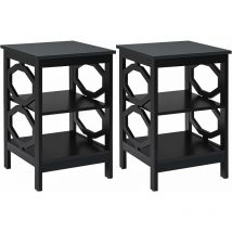 Relax4life - Lot de 2 Tables de Nuit Moderne avec 3 Étagères Stable et Durable, Bout de Canapé avec Conception Ouverte pour Salon, Chambre, Couloir,