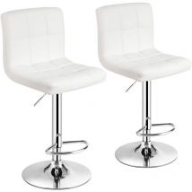 RELAX4LIFE Tabouret Bar, Chaise de Bar Pivotante en Cuir PU, Hauteur Réglable 65-85 CM, Siège Rembourré, Dossier Incurvé, Repose-Pieds, Base Chromée,