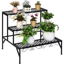 RELAX4LIFE Étagère à Fleurs Porte-Plante en Fer Forgé Décoratif Classique pour Extérieur et Intérieur, Utilisation Large pour Jardin, Terrasse,