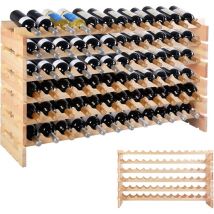 Tagère à Vin Empilable en Pin à 6 Niveaux pour 72 Bouteilles, Range Bouteille Vin Modulable avec Conception Horizontale Porte-Bouteilles pour Bar,