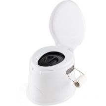 Relax4life - Toilette Portable avec Couvercles et Poignée, wc de Camping avec Seau Amovible et Porte Rouleau de Papier, Charge Max 200KG, pour