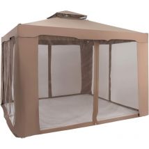 Relax4life - Gazebo 3x3M con Zanzariera, Telo Impermeabile a Baldacchino con Airvent, Tende a Rete Rimovibili con Chiusura a Cerniera, Piedini
