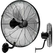 RELAX4LIFE Ventilateur Mural Industriel Dia.55CM à 3 Vitesses, Ventilateur Mural Oscillant 120W Cadre en Fer et Pale en Alu, Rotation Horizontale