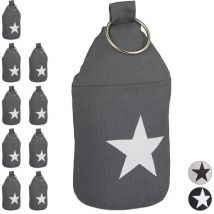 Set of 10 Relaxdays Star Door Stops, Fabric Bumper, Floor Doorstop, Tall, with Handle, HxD: 23 x 11 cm, Dark Grey