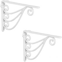 2x Shelf Brackets, Rack Support, Cast Iron, Vintage Look, hwd: 23.5 x 4 x 18 cm, Angle for Shelves, White - Relaxdays
