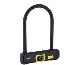 Relaxdays - Antivol en u pour vélo, cadenas à chiffres pour bicyclettes & vélos électriques, acier & plastique, noir/jaune