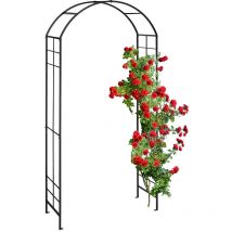 Relaxdays - Arche à rosiers en métal, portail de jardin, HxLxP : 224 x 110 x 41 cm, rétro, tuteur plantes grimpantes, noir