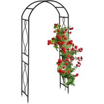 Relaxdays - Arche à rosiers en métal, portail de jardin, HxLxP : 230 x 100 x 40 cm, rétro, tuteur plantes grimpantes, noir