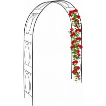 Relaxdays - Arche à rosiers en métal, portail de jardin, HxLxP : 233 x 153 x 35 cm, rétro, tuteur plantes grimpantes, noir
