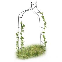 Relaxdays - Set de 4 arches à rosiers courbée avec pointe, métal 2,4 m, arceau de jardin, obélisque, tuteur plantes grimpantes, vert