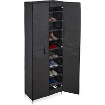 Relaxdays Armoire à chaussures, 30 paires, portes magnétiques, système à emboîter, tissu, HxLxP : 168x61x31,5 cm, gris