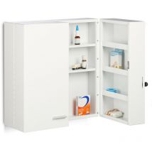 Relaxdays - Armoire à pharmacie xxl en métal acier 2 portes fermables blanc 11 compartiments HxlxP: 53 x 53 x 20 cm, blanc