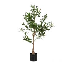 Relaxdays - Artificial Olive Tree, 90 cm Tall, Plastic, Stone, Decorative Faux Plant, with Pot, Fake Foliage, Green/Brown