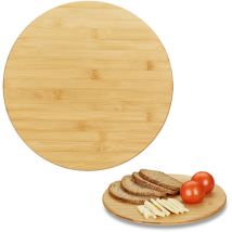 Assiette de service tournante 360°, plateau tournant bambou, fromage huile épice confiture, 32 cm, nature - Relaxdays